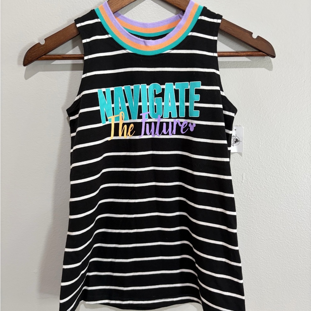 Disney Parks Tomorrowland “Navigate the Future” Striped Tank Top NWT Women’s M